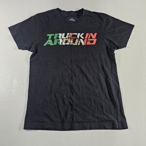 Truckin Around Mexico Flag Graphic Tshirt Size Small Black